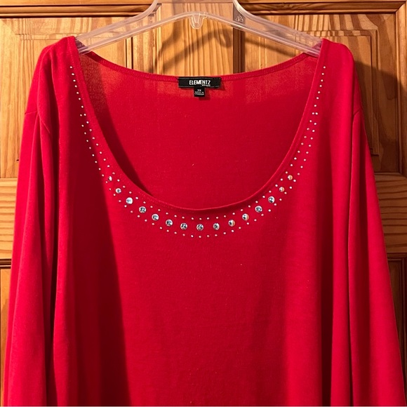 Elementz Scoop Neck Beaded Neck Blouse, Size 3X - Picture 2 of 8